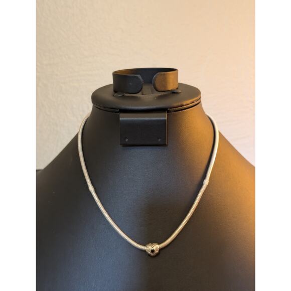 925 Sterling 16.5" Snake Chain W/ Two Black Spinel Heart Sliding Charm Necklace - Picture 6 of 6